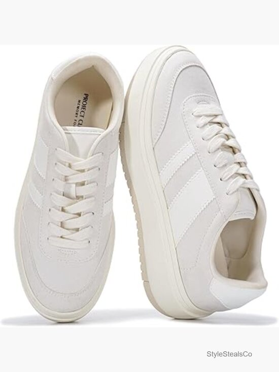Shoes - Women's Platform Sneakers with Memory Foam, Slip-Resistant Rubber Sole